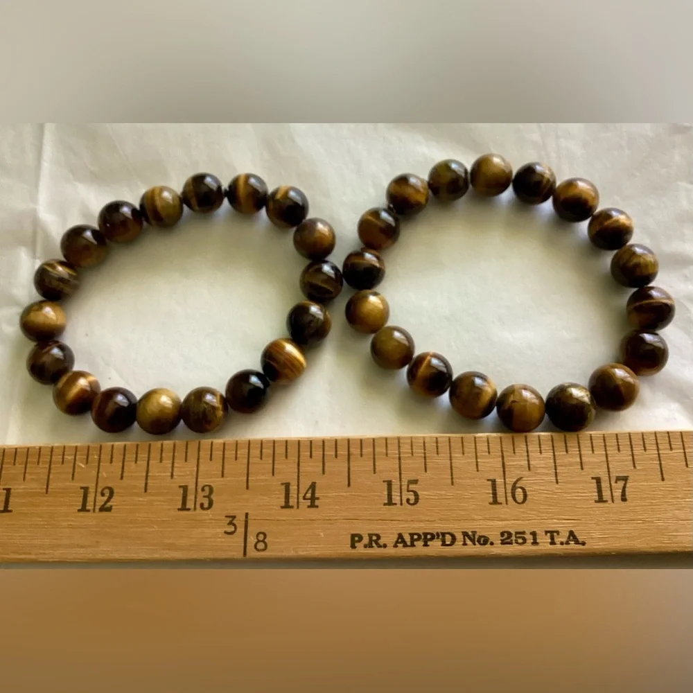 New! Pair Set 2 Large Tiger Eye Bracelets 8.3+ mm